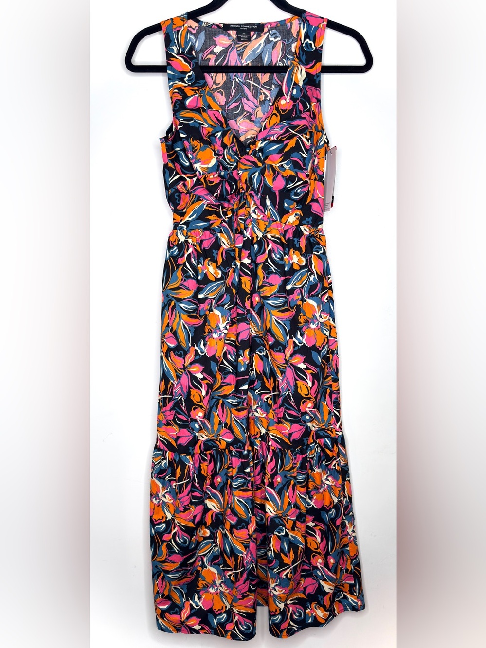 French Connection A-Line V-Neck Floral
Multicolor Midi Dress Pockets XS